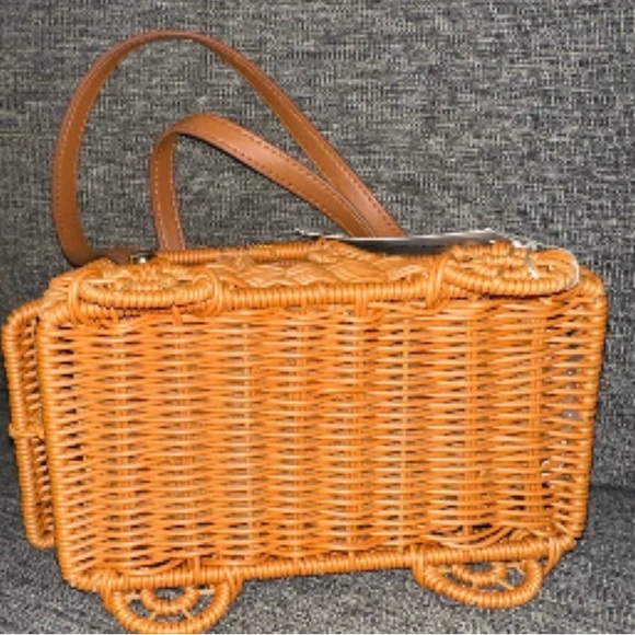 Tommy Bahama Woven Rattan Car Bag in Warm Tan - Picture 4 of 10